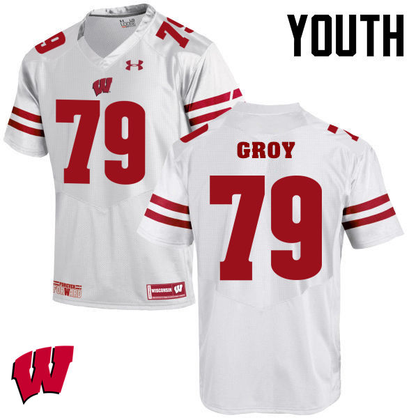 Youth Winsconsin Badgers #79 Ryan Groy College Football Jerseys-White - Click Image to Close